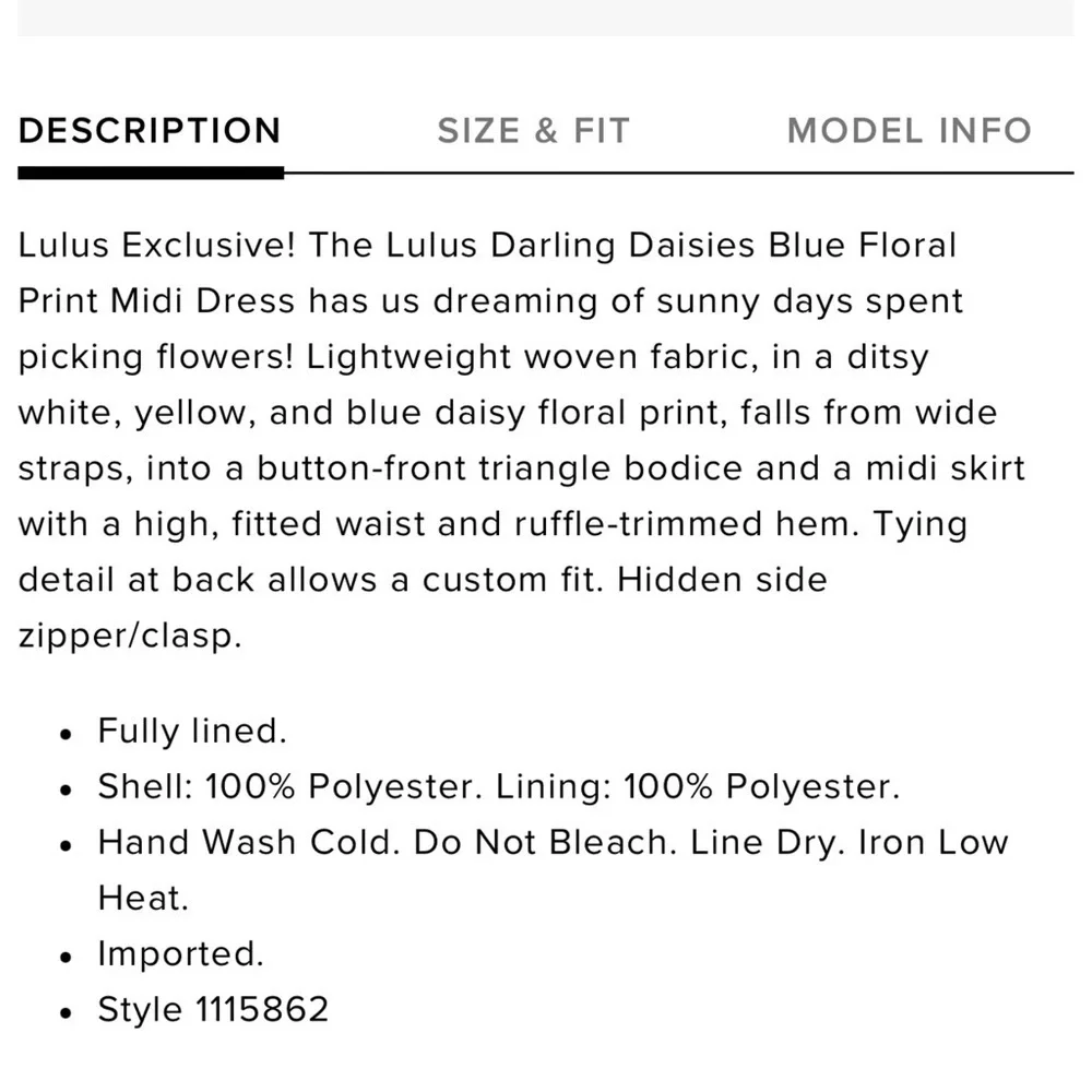 Lulu’s Darling Daisy Blue Floral Midi Dress Size Large Nwt - Picture 11 of 11